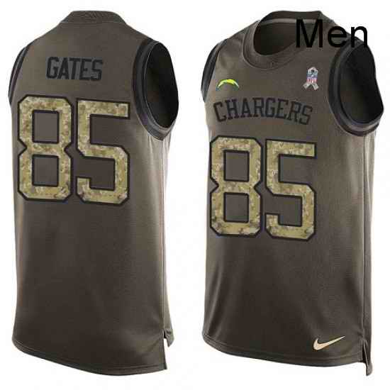 Men Nike Los Angeles Chargers 85 Antonio Gates Limited Green Salute to Service Tank Top NFL Jersey